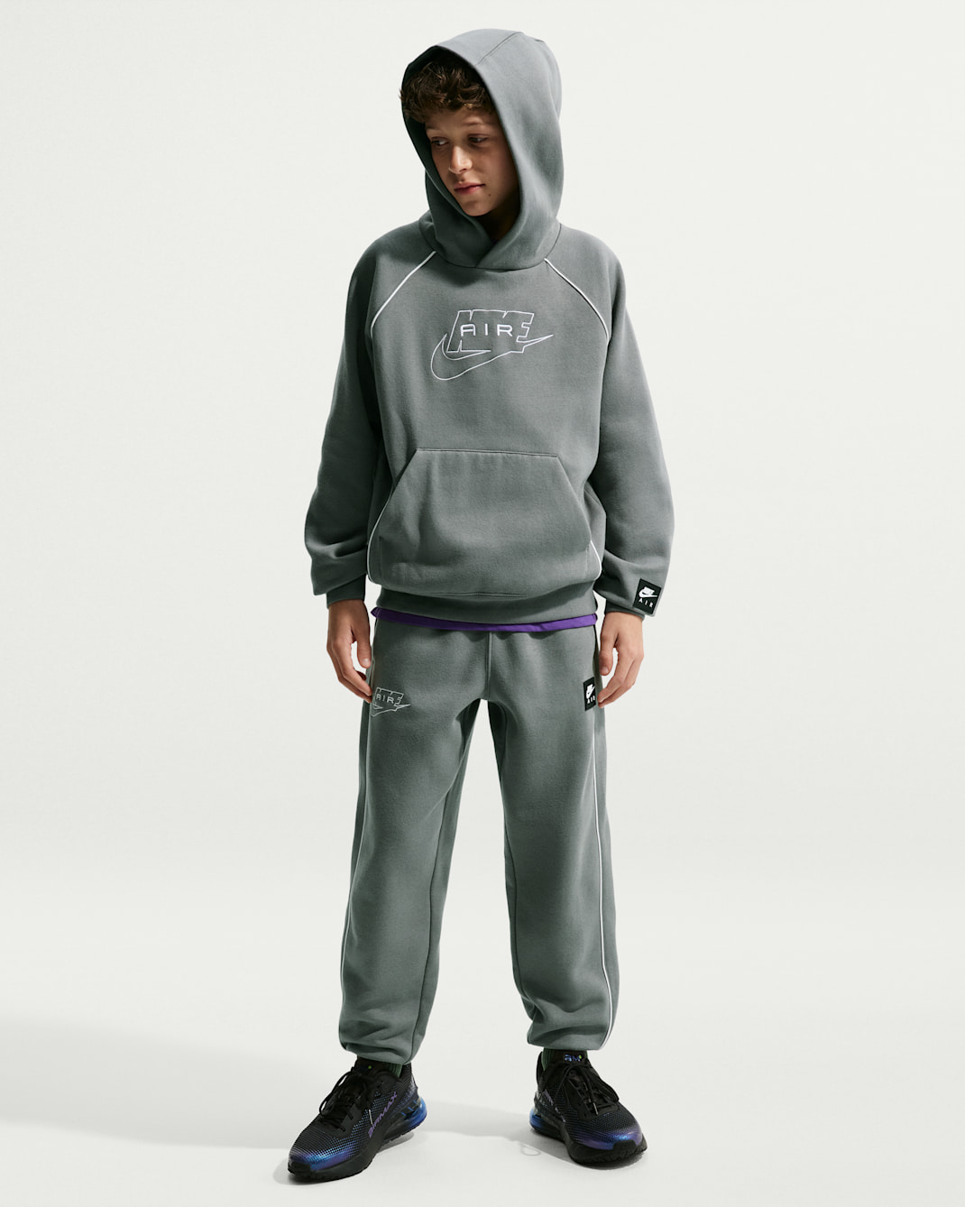Nike Air Older Kids' Fleece Joggers - Smoke Grey/White/White