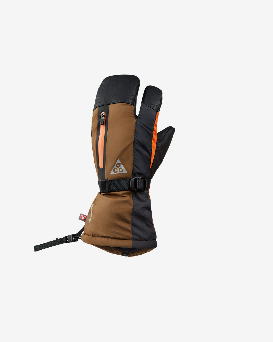 Nike ACG Therma-FIT ADV GORE-TEX Split Mittens - Mosswood Brown/Safety Orange/Silver