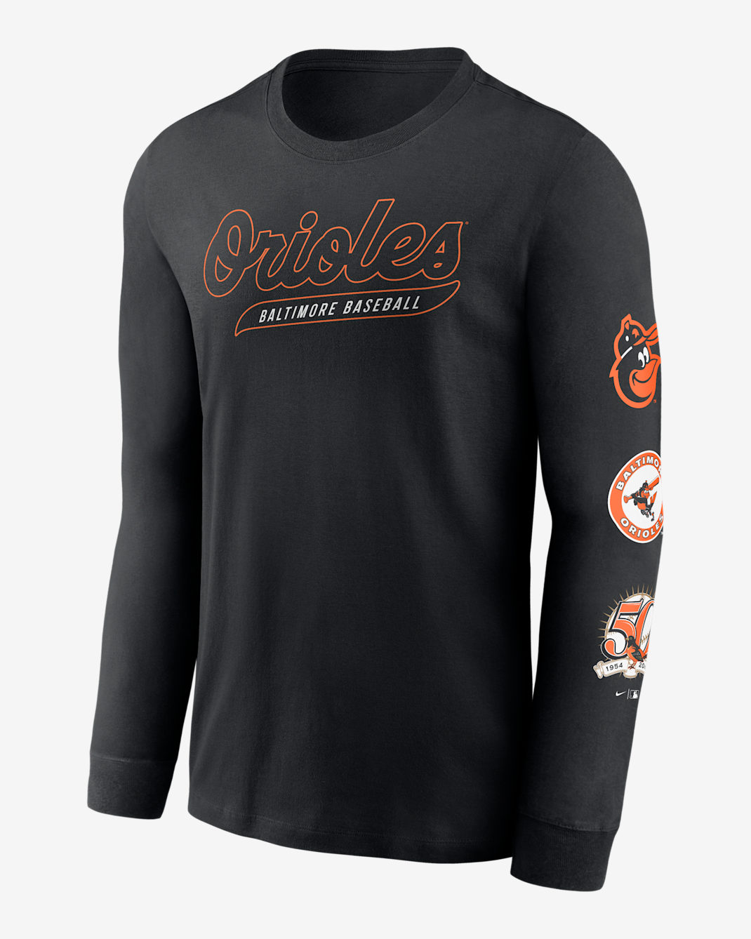 Baltimore Orioles Cooperstown Knockout Men's Nike MLB Long-Sleeve T-Shirt - Black