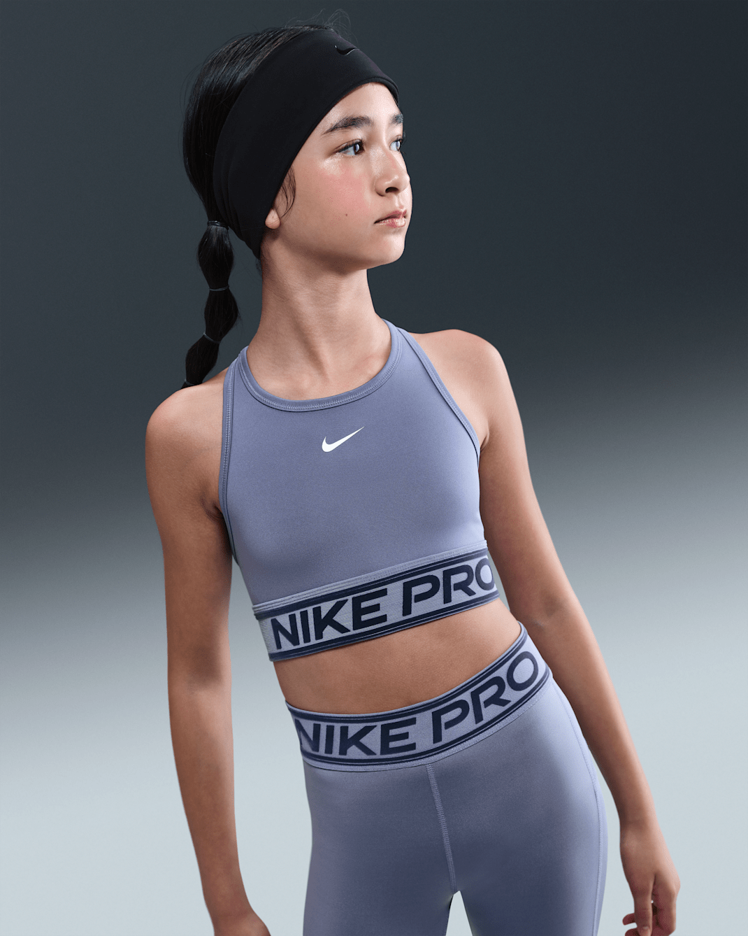 Brassière de sport Nike Pro Swoosh pour ado (fille) - World Indigo/Blanc