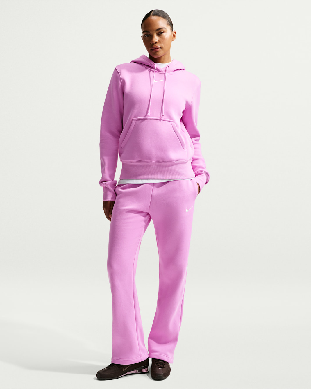 Nike Sportswear Phoenix Fleece Women's Mid-Rise Open-Hem Pants - Light Magenta/Sail