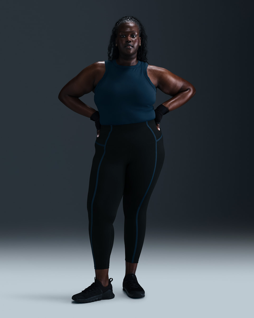 Nike One Women's High-Waisted 7/8 Leggings (Plus Size) - Black/Armory Navy/Black