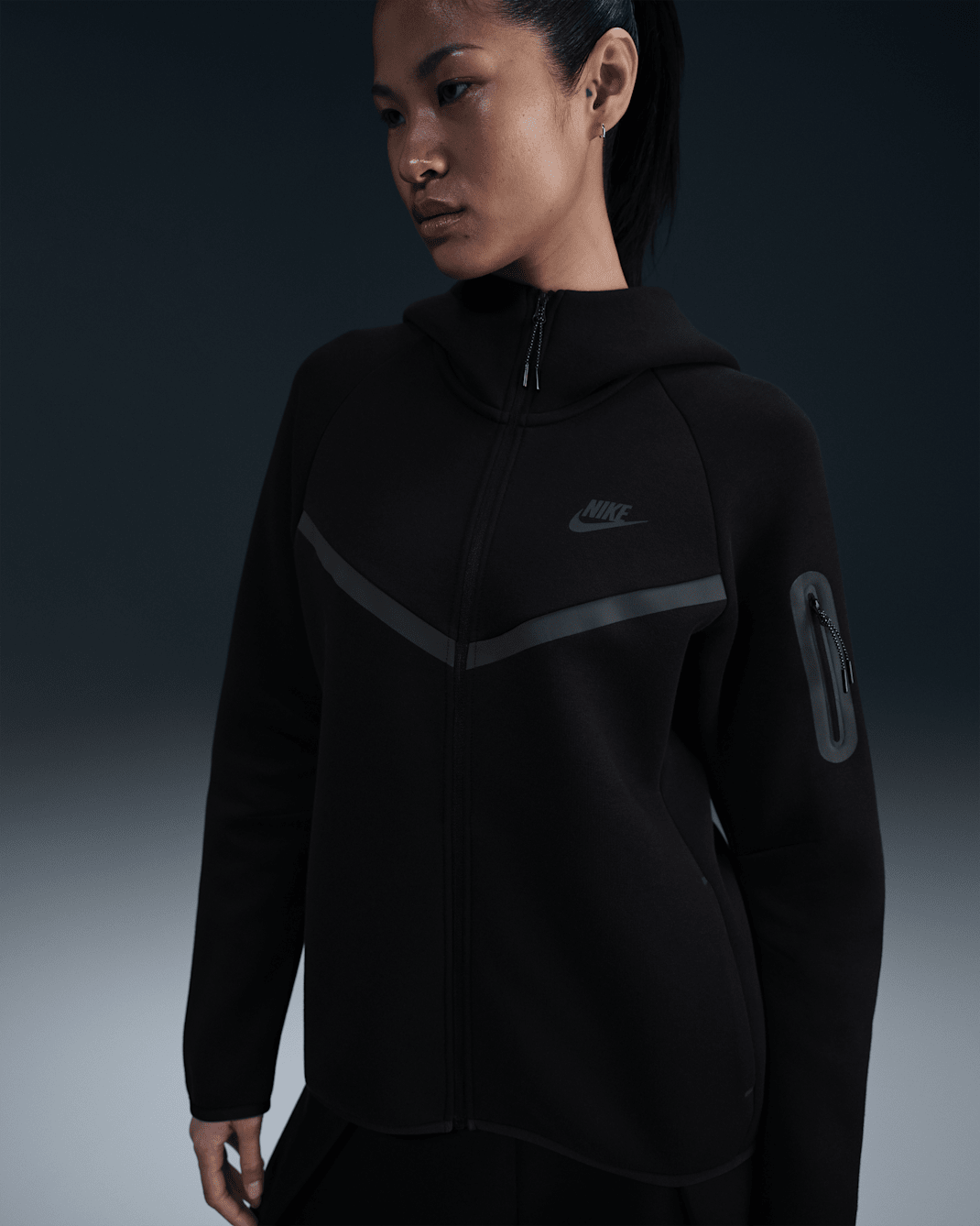 Nike Sportswear Tech Fleece Windrunner Kapuzenjacke (Damen) - Schwarz/Schwarz