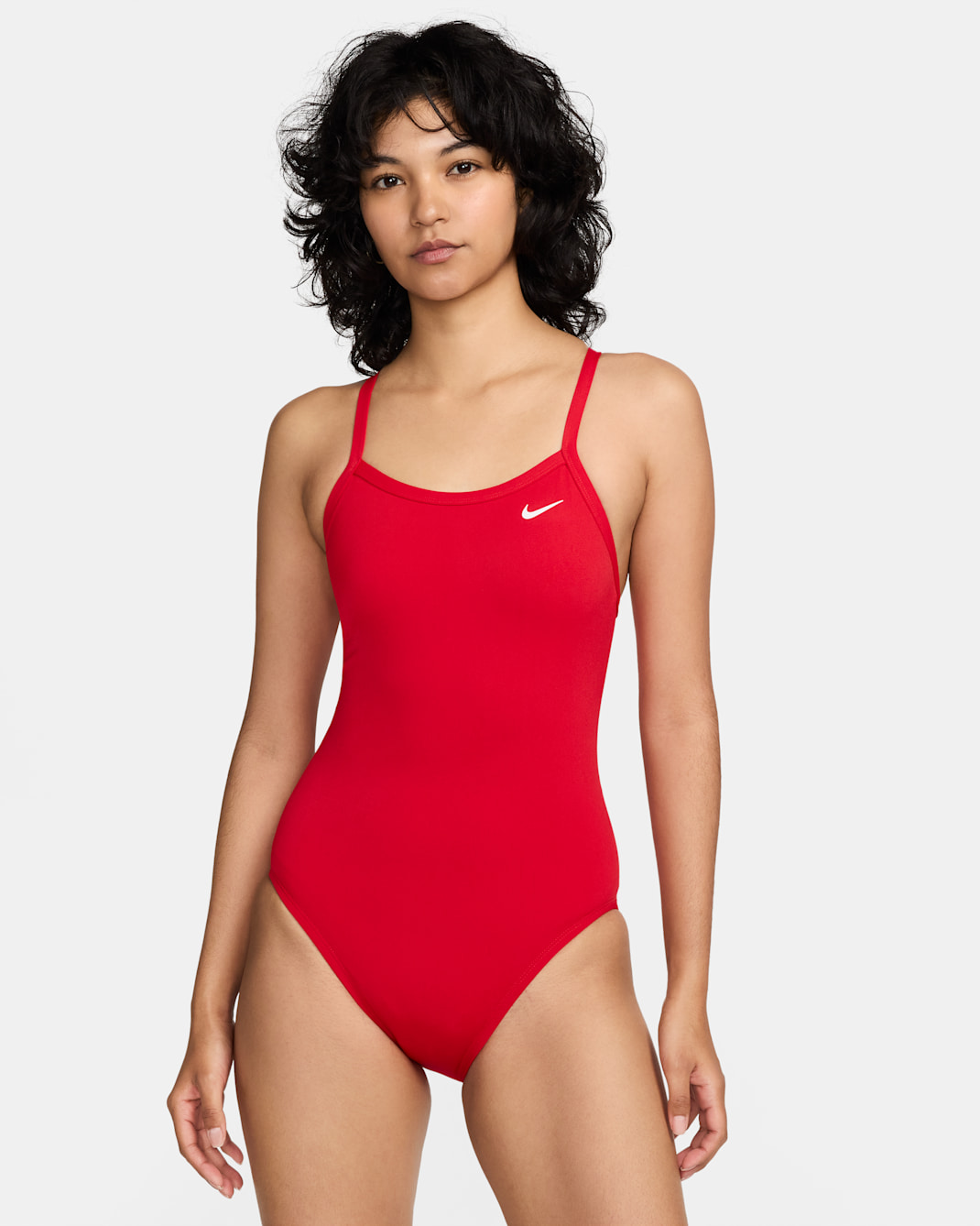 Traje de baño de una pieza con espalda deportiva para mujer Nike HydraStrong - Rojo universitario/Blanco