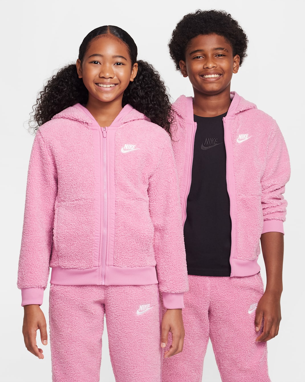 Nike Sportswear Club Fleece Big Kids' Full-Zip Winterized Hoodie - Magic Flamingo/Magic Flamingo/White