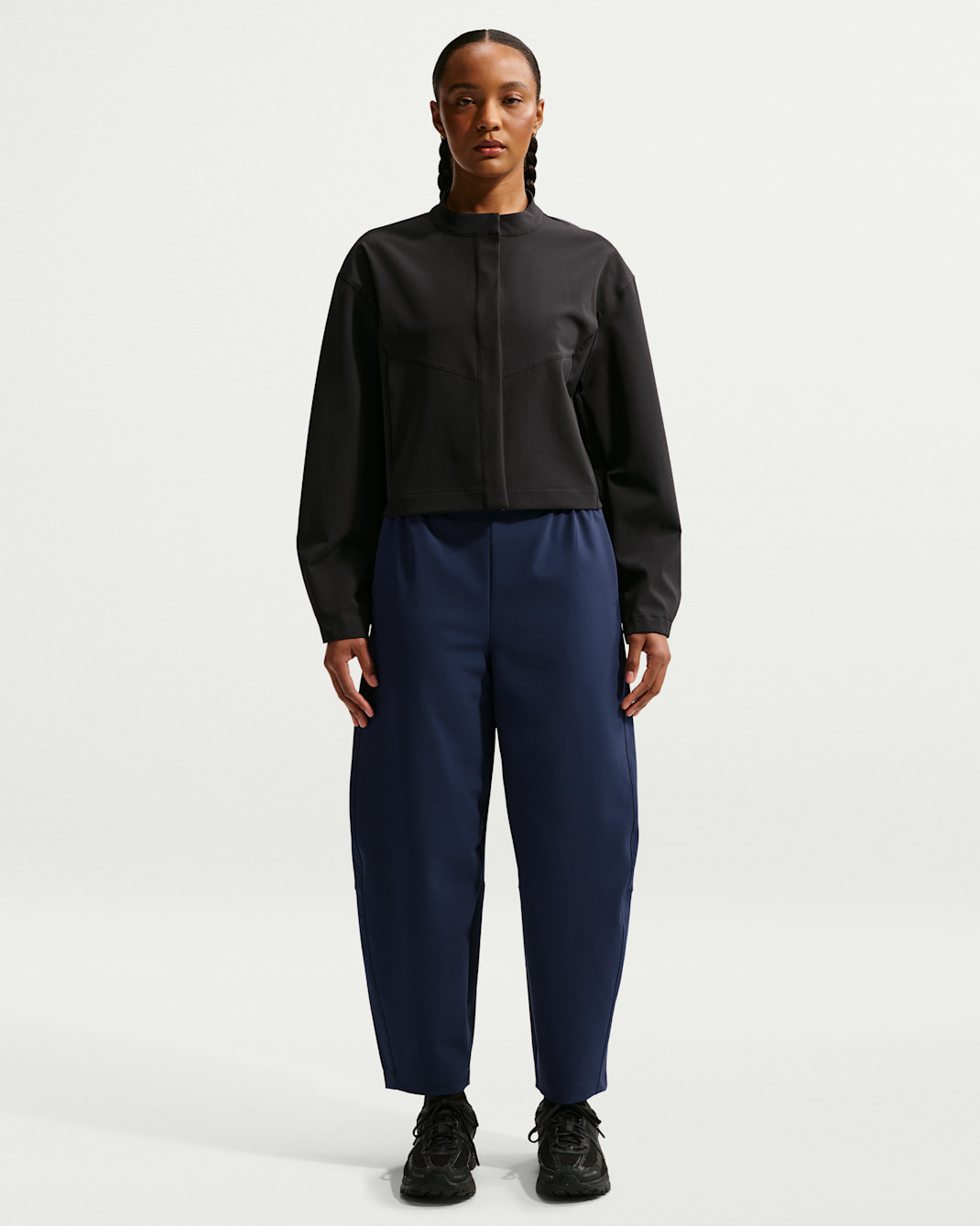 Nike 24.7 PerfectStretch Women's Dri-FIT High-Waisted Loose Barrel-Leg Pants - Midnight Navy/Dark Obsidian