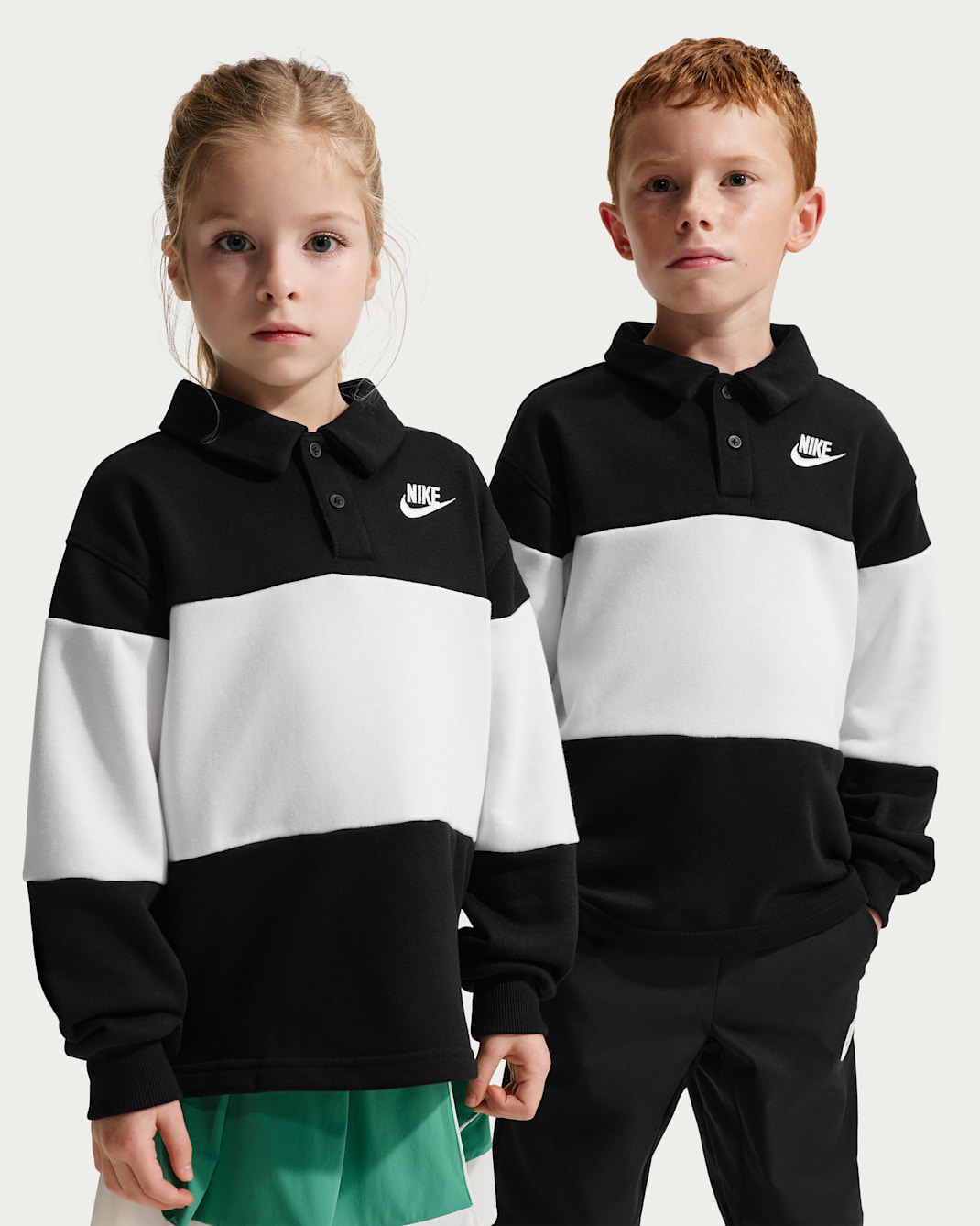 나이키 클럽 리틀키즈 프렌치 테리 긴팔 럭비 폴로 - 블랙