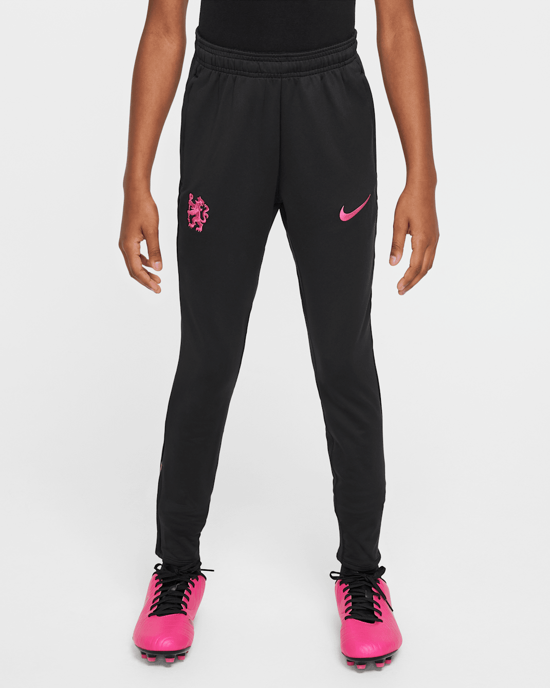 Pantaloni da calcio Nike Dri-FIT Chelsea FC Strike per ragazzo/a – Terza - Nero/Pink Prime