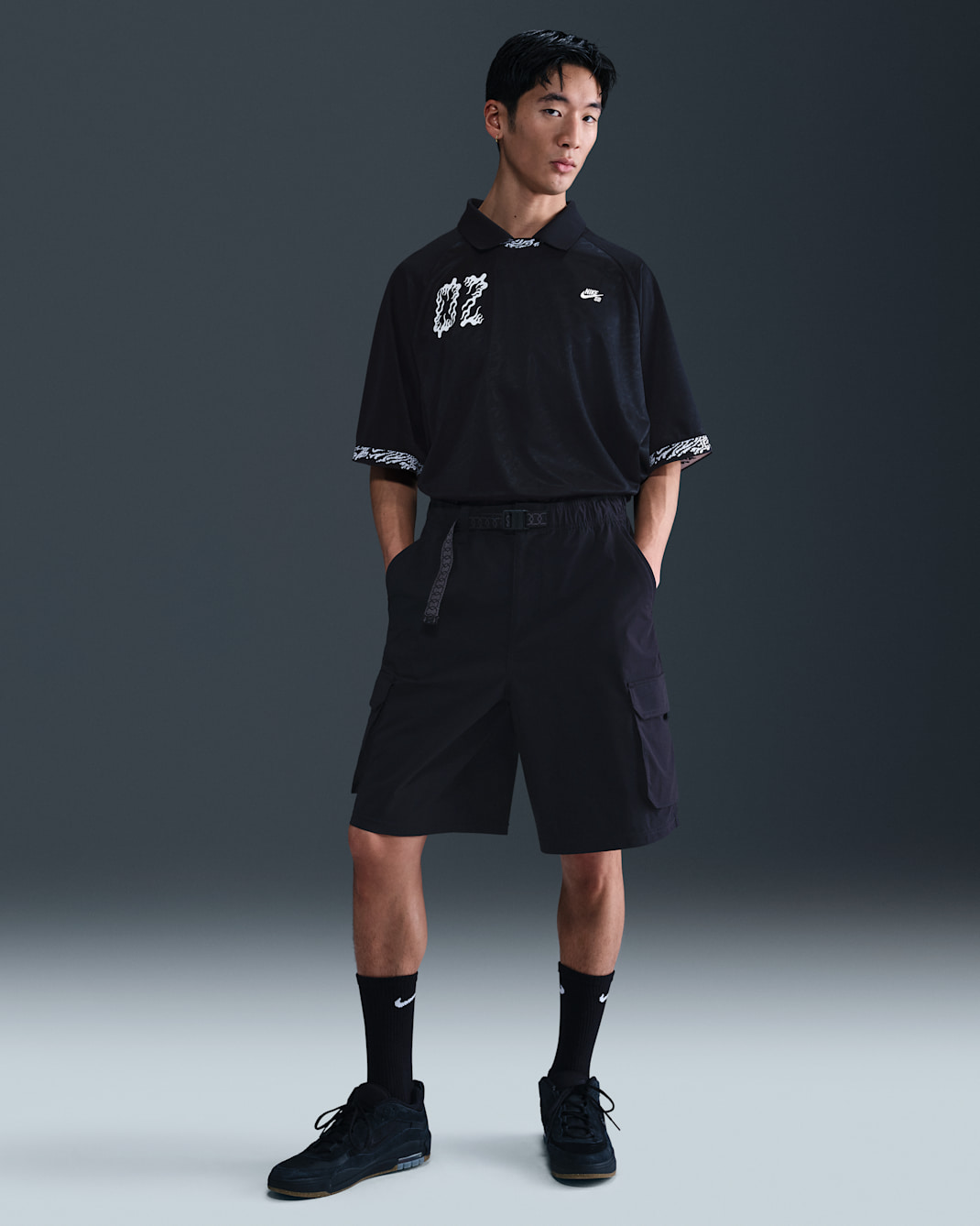 Nike SB Dri-FIT Kearny Cargo Skate Shorts - Black/White