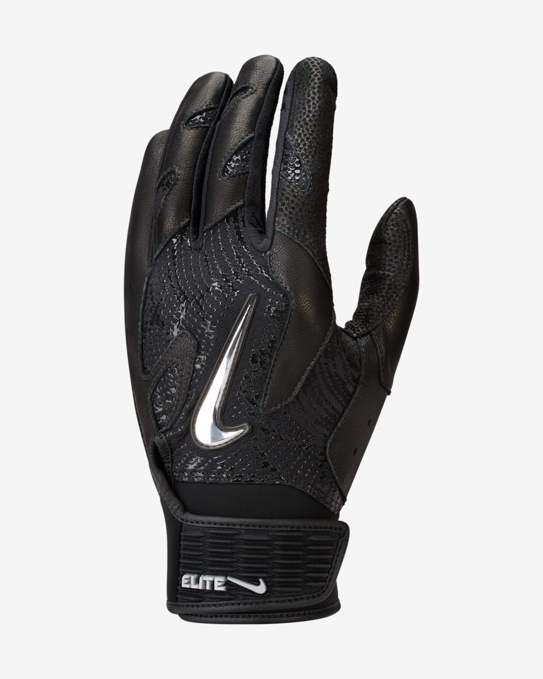 Nike Alpha Elite 2.0 Baseball Batting Gloves - Black/Black/Clear/Metallic Silver