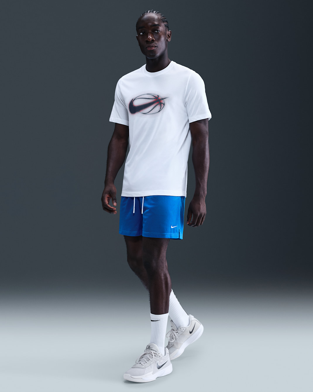 Nike Men's Dri-FIT 5" Mesh Basketball Shorts - Light Photo Blue/White