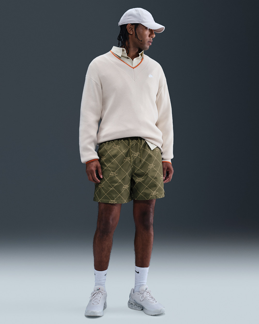 Nike Sportswear Club Men's Woven Flow Shorts - Medium Olive/Medium Olive/White