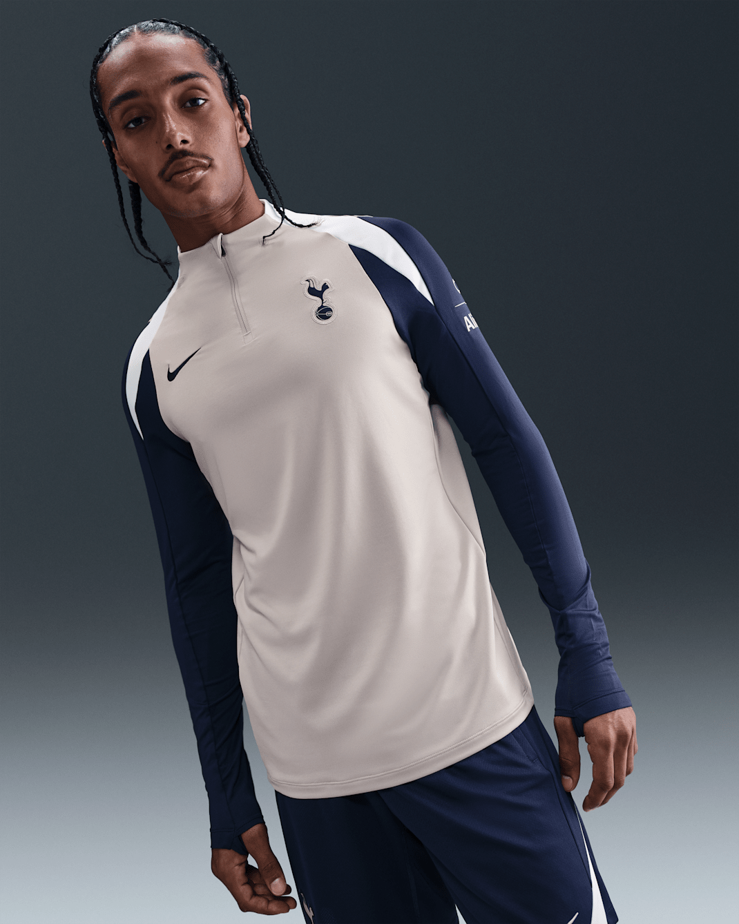 Maglia da calcio per allenamento Nike Dri-FIT Tottenham Hotspur Strike – Uomo - Light Iron Ore/Binary Blue/Bianco/Binary Blue