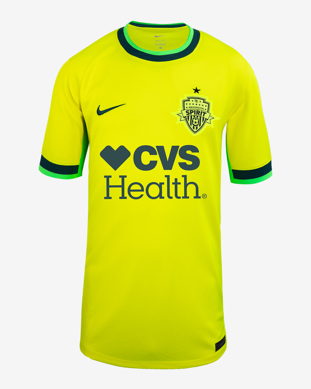 Jersey Nike Dri-FIT de la NWSL tipo réplica para niños talla grande Washington Spirit visitante 2025 Stadium - Veneno limón/Azul verdoso oscuro