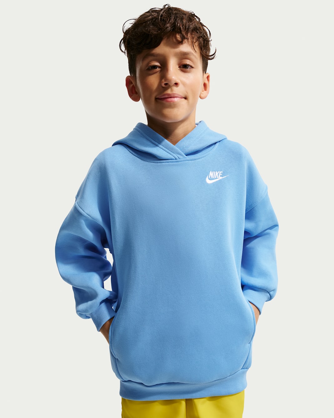 Nike Sportswear Club Fleece Big Kids' Oversized Pullover Hoodie - University Blue/University Blue/White