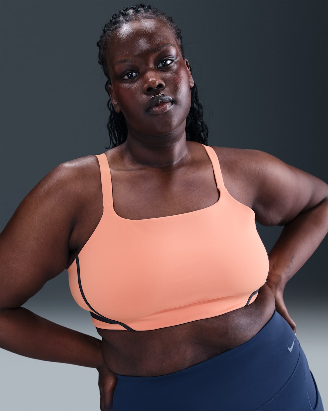 Nike One Convertible Women's Light-Support Lightly Lined Sports Bra (Plus Size) - Apricot Agate/Apricot Agate/Armory Navy/Black