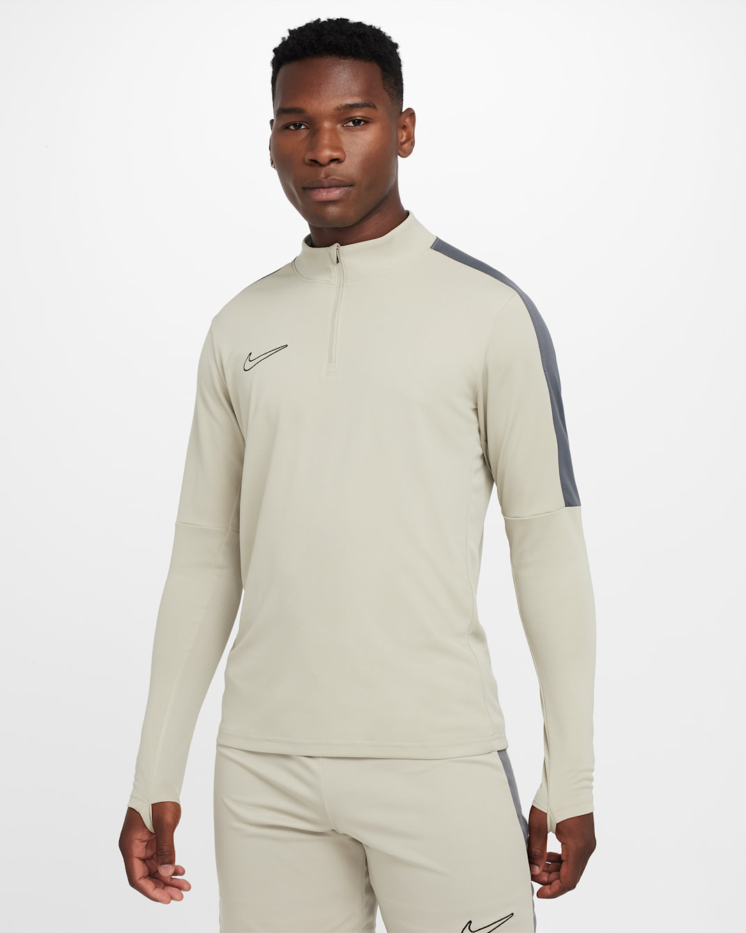 Nike Academy Men's Dri-FIT 1/2-Zip Soccer Top - Stone/Iron Grey/Black