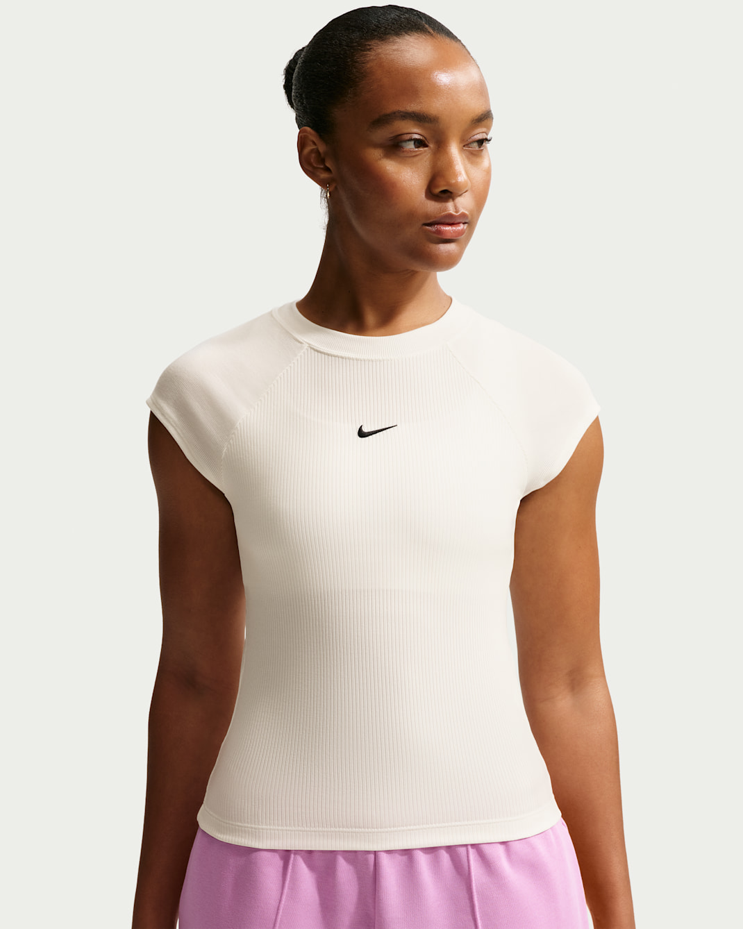 Nike Sportswear Chill Knit Women's Tight Short-Sleeve Ribbed Top - Sail/Black