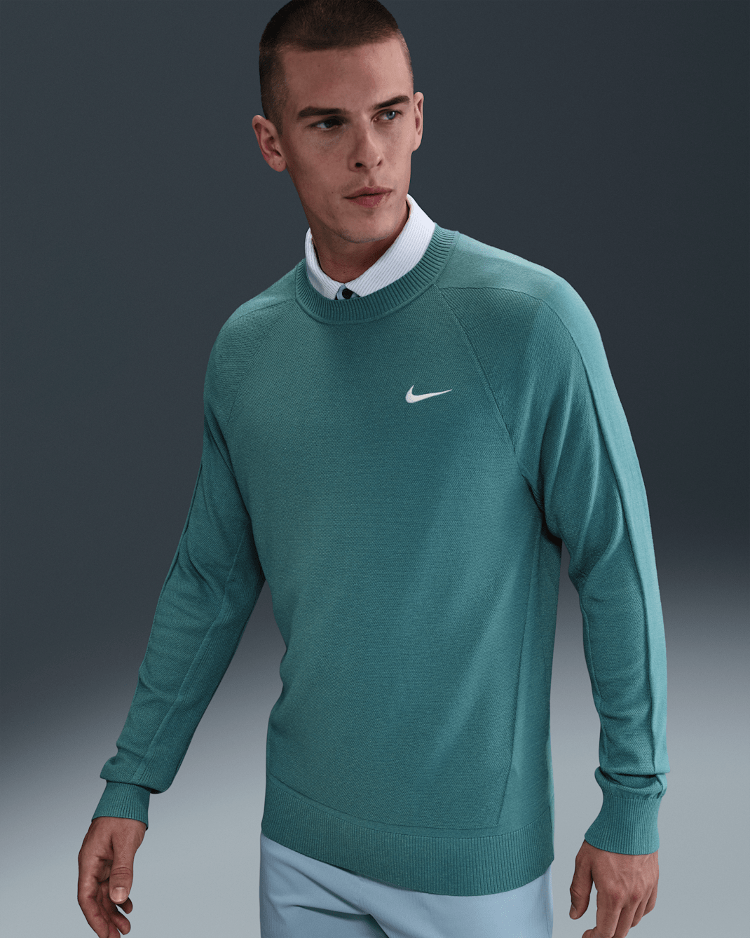 Nike Tour Men's Golf Jumper - Mineral Teal/Pale Ivory