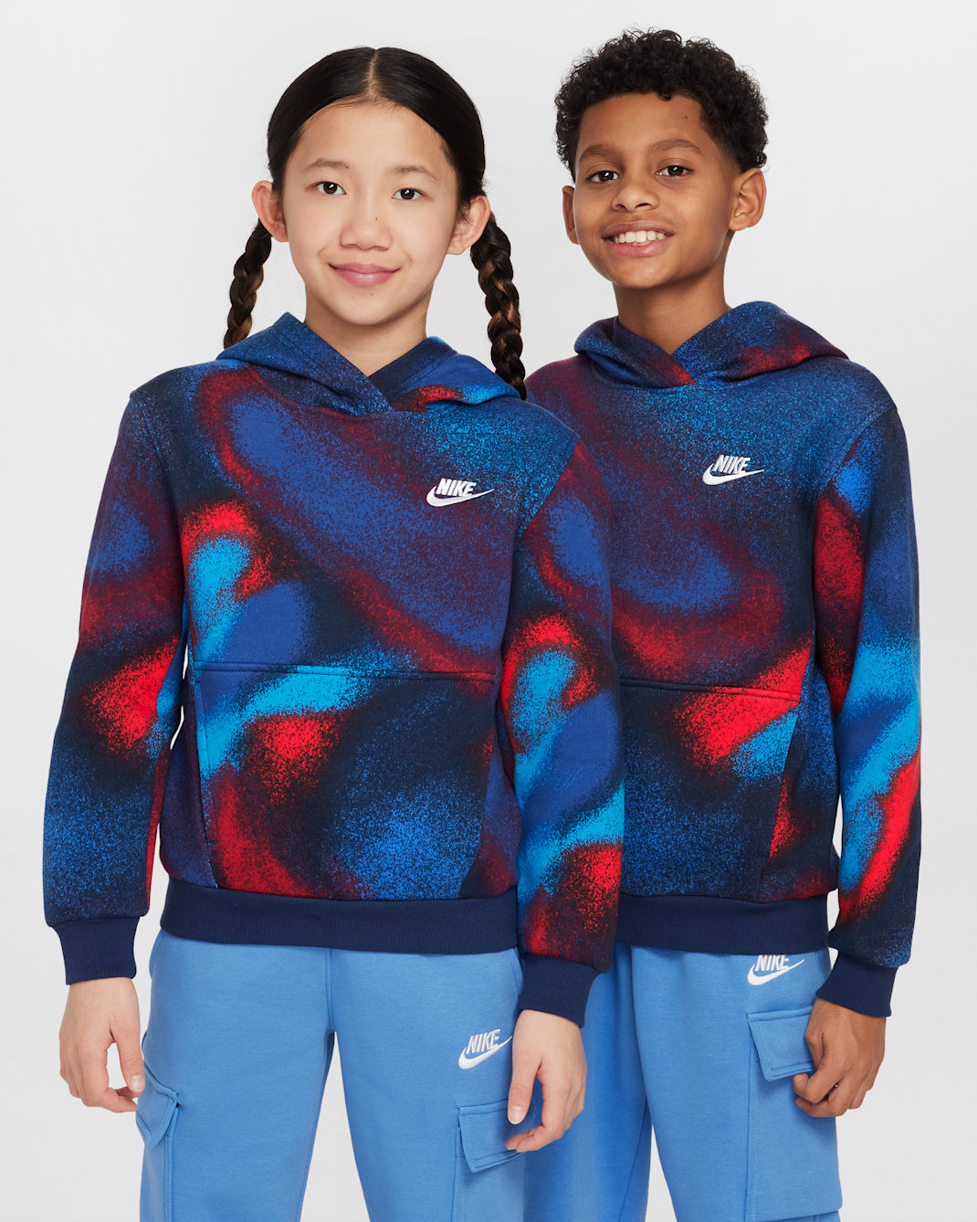 Nike Sportswear Club Fleece Big Kids' Hoodie - Obsidian/Midnight Navy/White