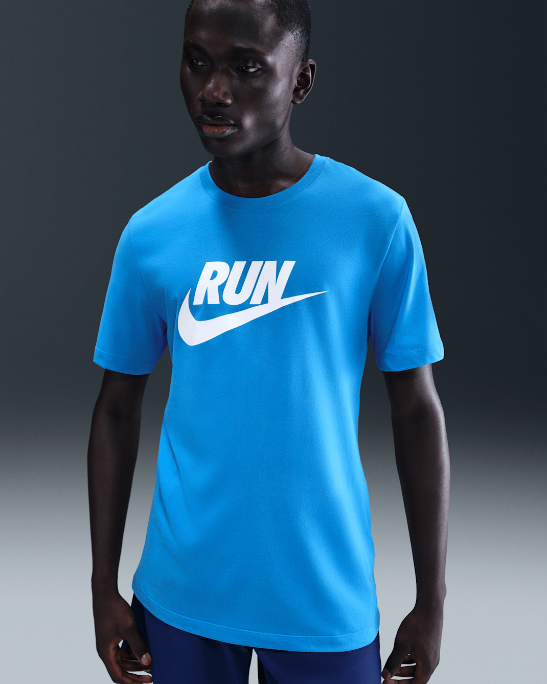 Nike Men's Dri-FIT Running T-Shirt - Blue Hero/White