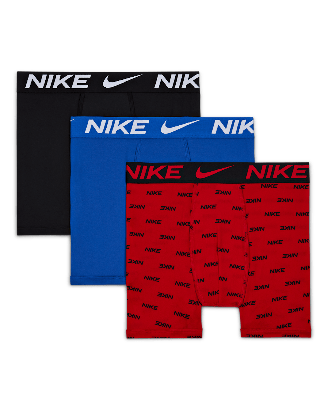 Nike Dri-FIT Essentials Big Kids' Printed Boxer Briefs (3-Pack) - Multi-Color/University Red