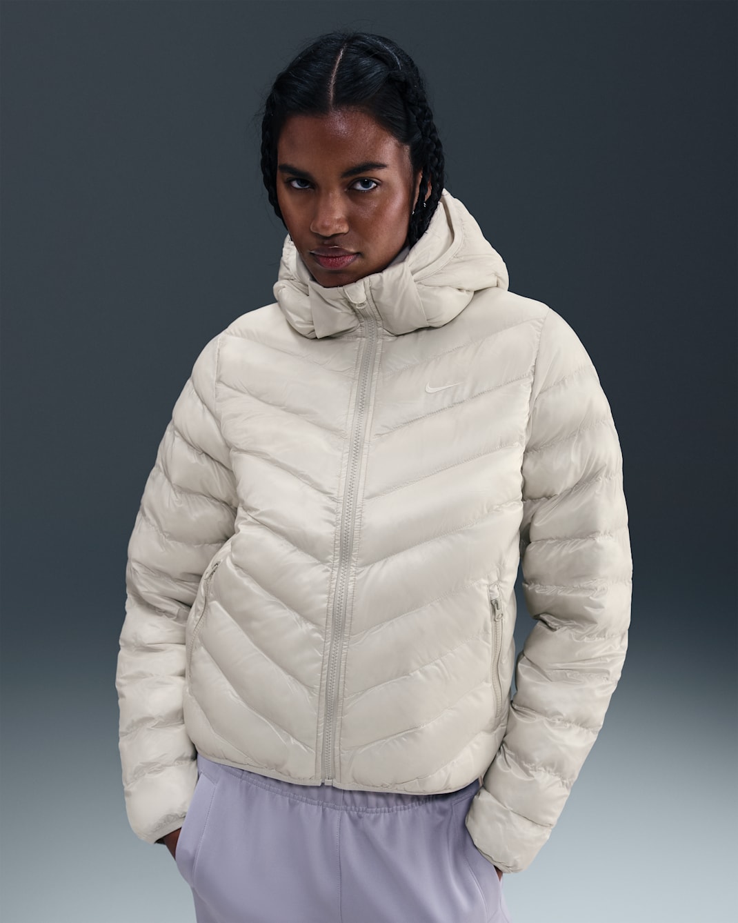 Nike Sportswear Windpuffer Women's Therma-FIT Hooded Puffer - Light Bone/Sail