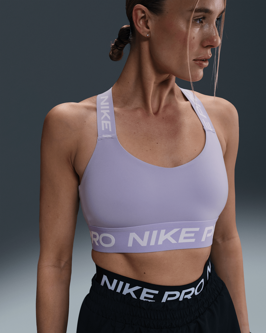Nike Pro Women's Light-Support Non-Padded Sports Bra - Lilac Ice/White