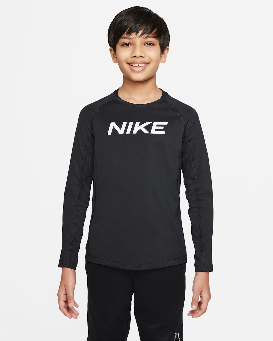 Nike Pro Dri-FIT Older Kids' (Boys') Long-Sleeve Top - Black