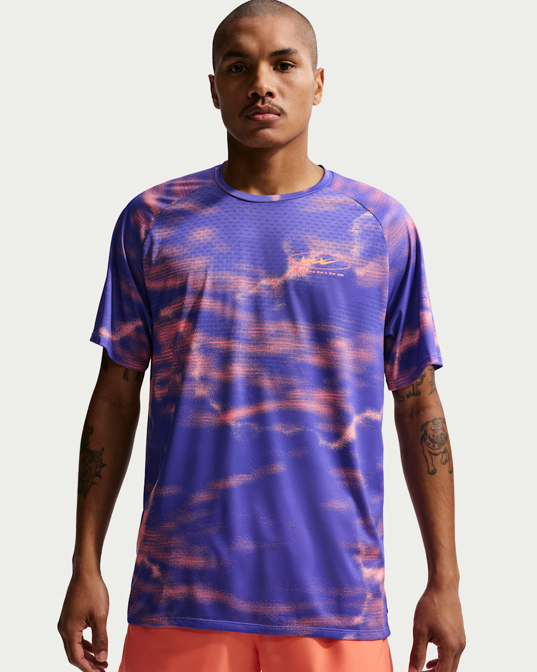 Nike Stride Men's Dri-FIT ADV Short-Sleeve Running Top - Wild Grape/Hot Lava/Orange Pulse