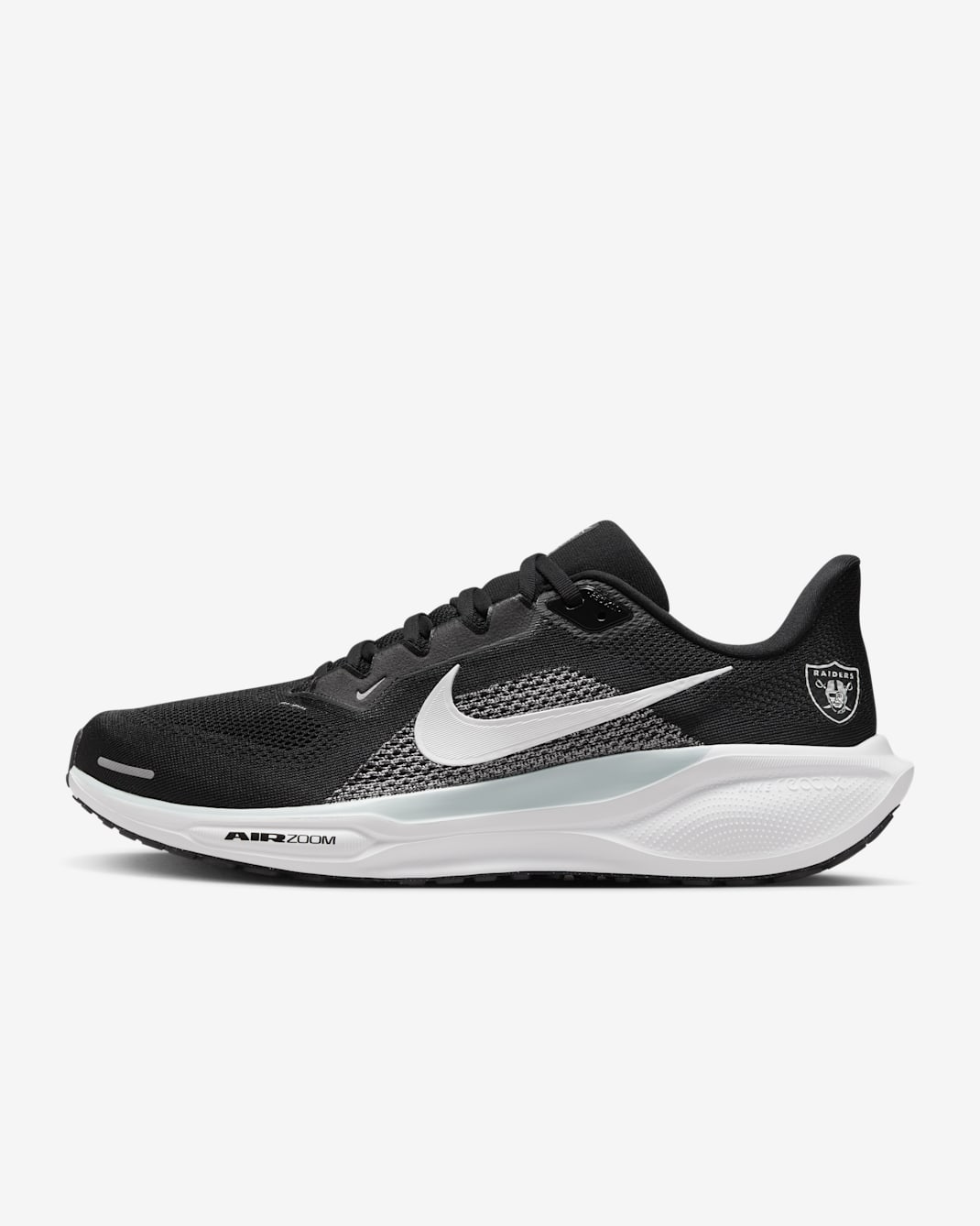 Tenis de correr en pavimento Nike de la NFL para hombre Las Vegas Raiders Pegasus 41 - Negro/Plata campo/Blanco