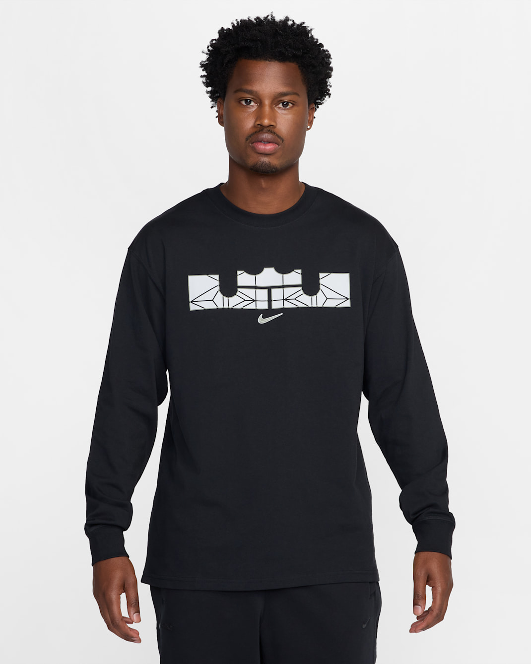 Playera de básquetbol de manga larga Max90 para hombre LeBron - Negro