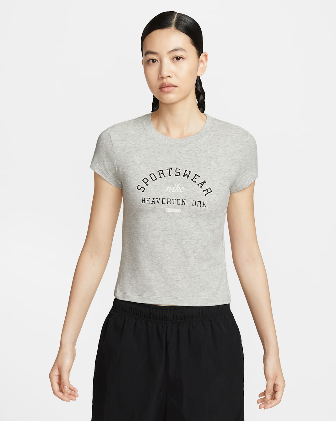 나이키 스포츠웨어 피닉스 여성 슬림 반팔 티셔츠 - 그레이 헤더