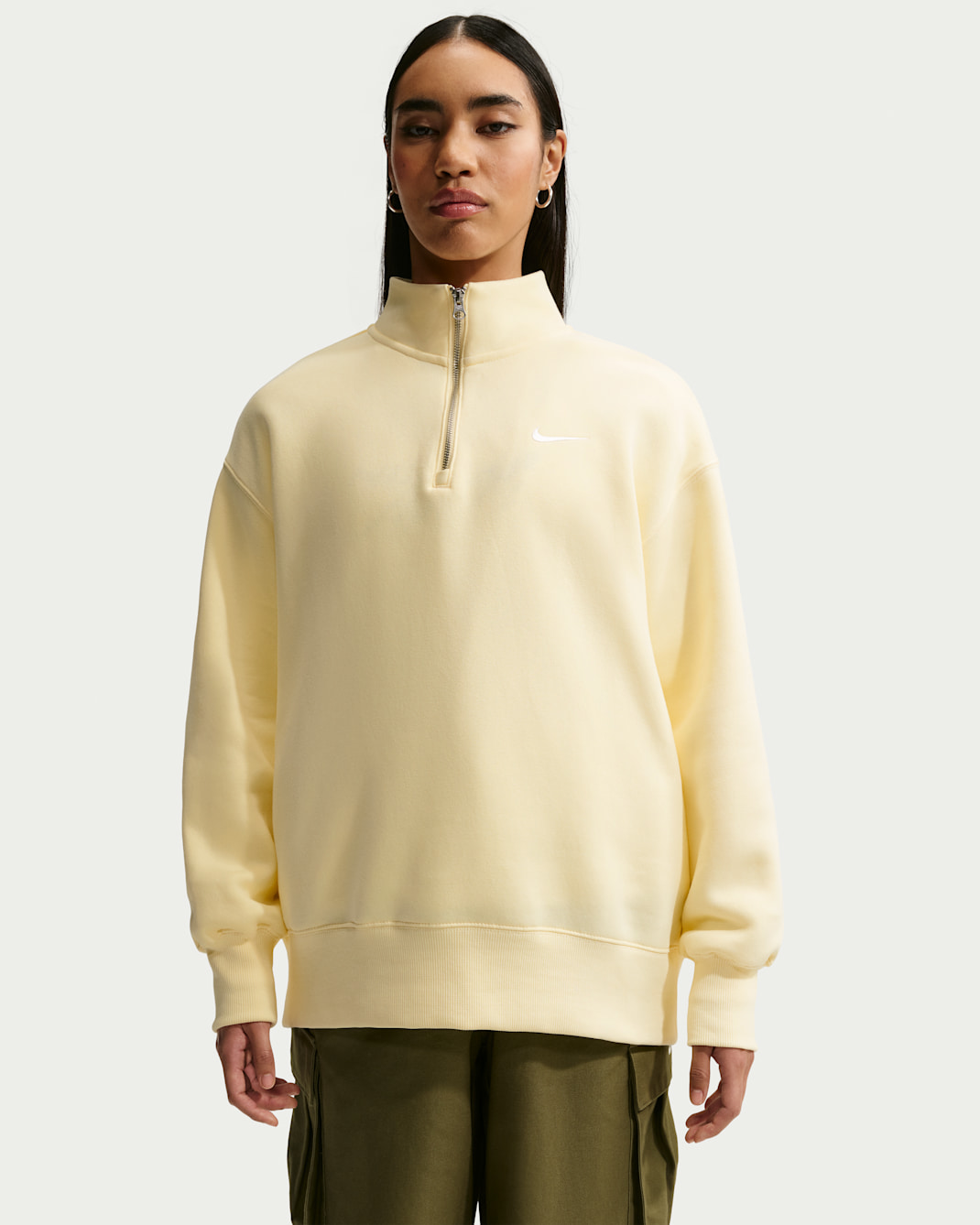 Sudadera oversized con cierre de 1/4 para mujer Nike Sportswear Phoenix Fleece - Alabastro/Vela
