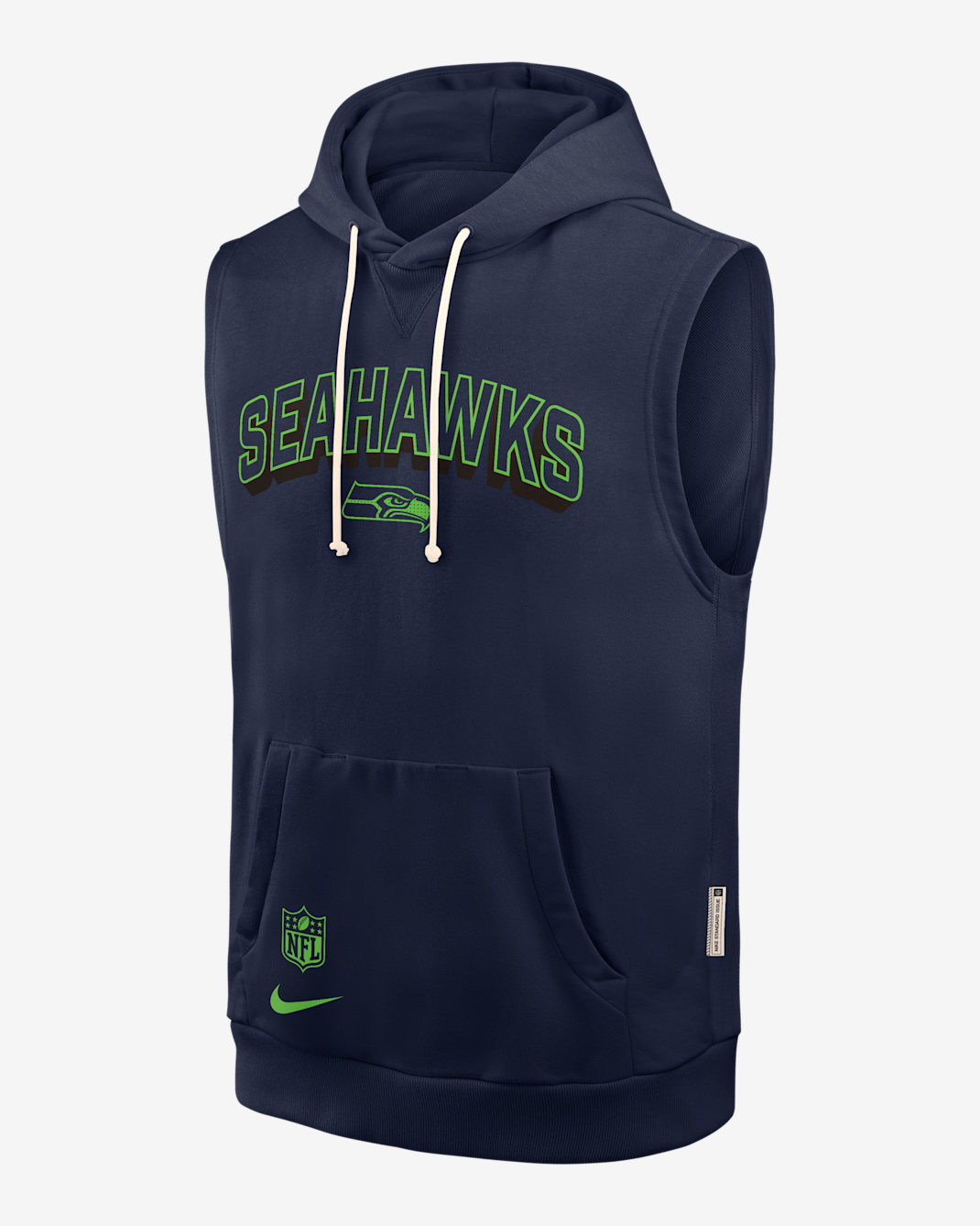 Sudadera con gorro sin cierre sin mangas Nike Dri-FIT de la NFL para hombre Seattle Seahawks Sideline - Azul marino