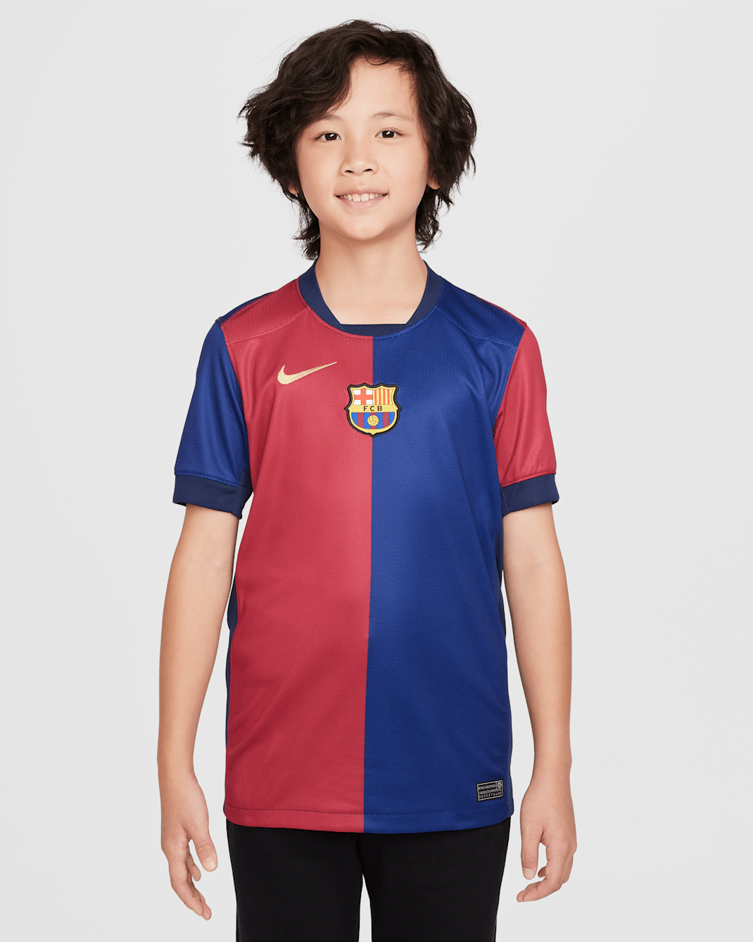 Jersey de fútbol Nike Dri-FIT Replica del FC Barcelona local 2024/25 Stadium para niños talla grande - Azul royal intenso/Azul marino medianoche/Rojo noble/Oro club