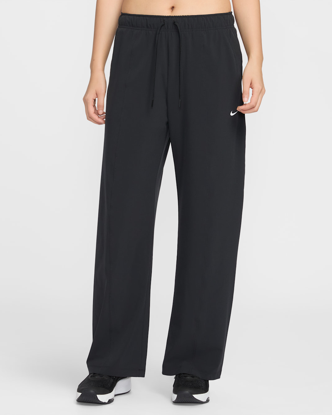 나이키 원 여성 드라이 핏 우븐 와이드 레그 팬츠 - 블랙/화이트