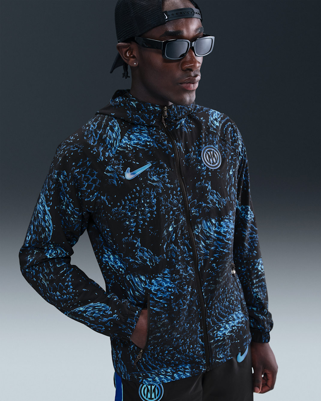 Inter Milan AWF Men's Nike Football Woven Jacket - Lyon Blue/Black/Chlorine Blue