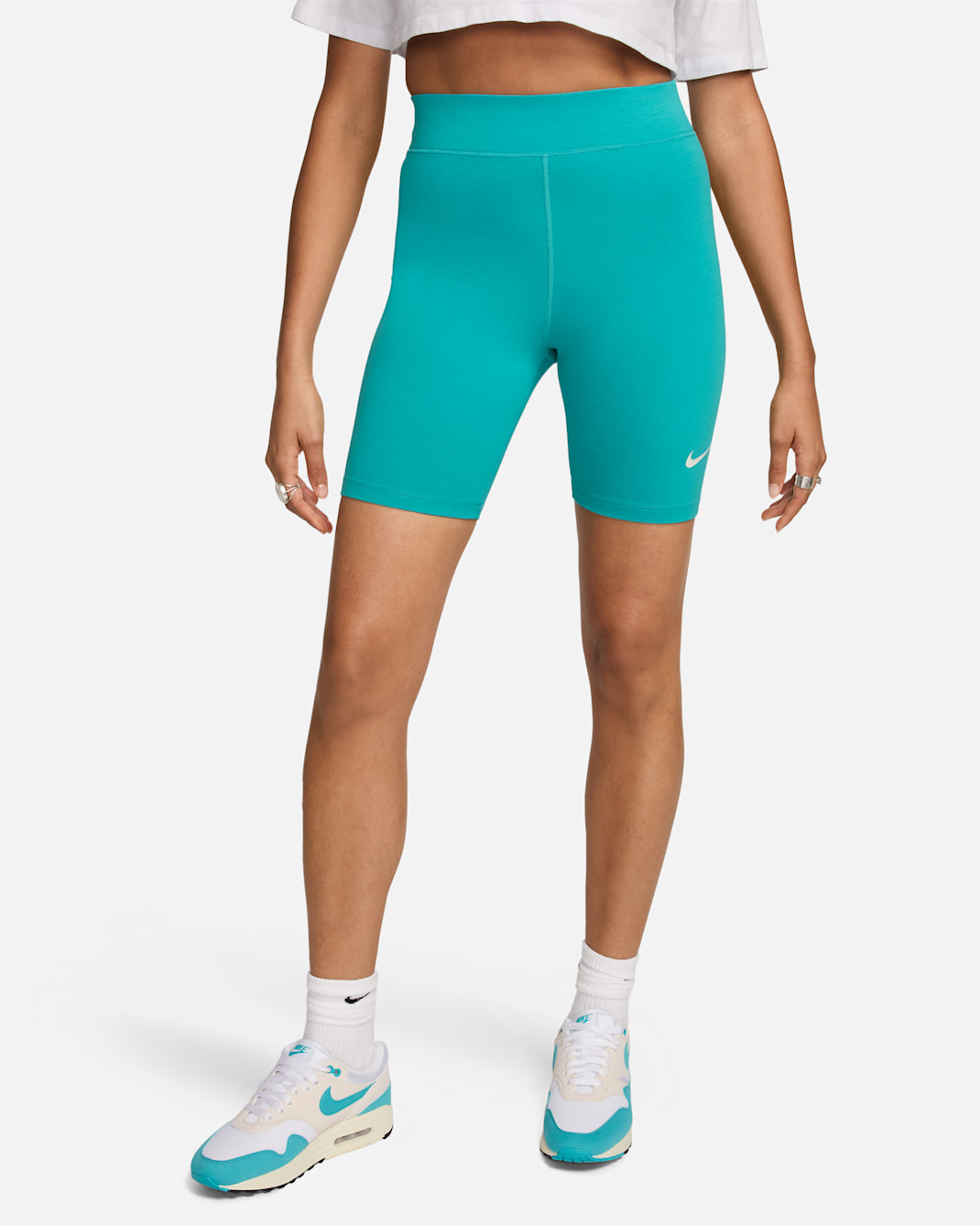 Nike Sportswear Classic Women's High-Waisted 8" Biker Shorts - Dusty Cactus/Sail