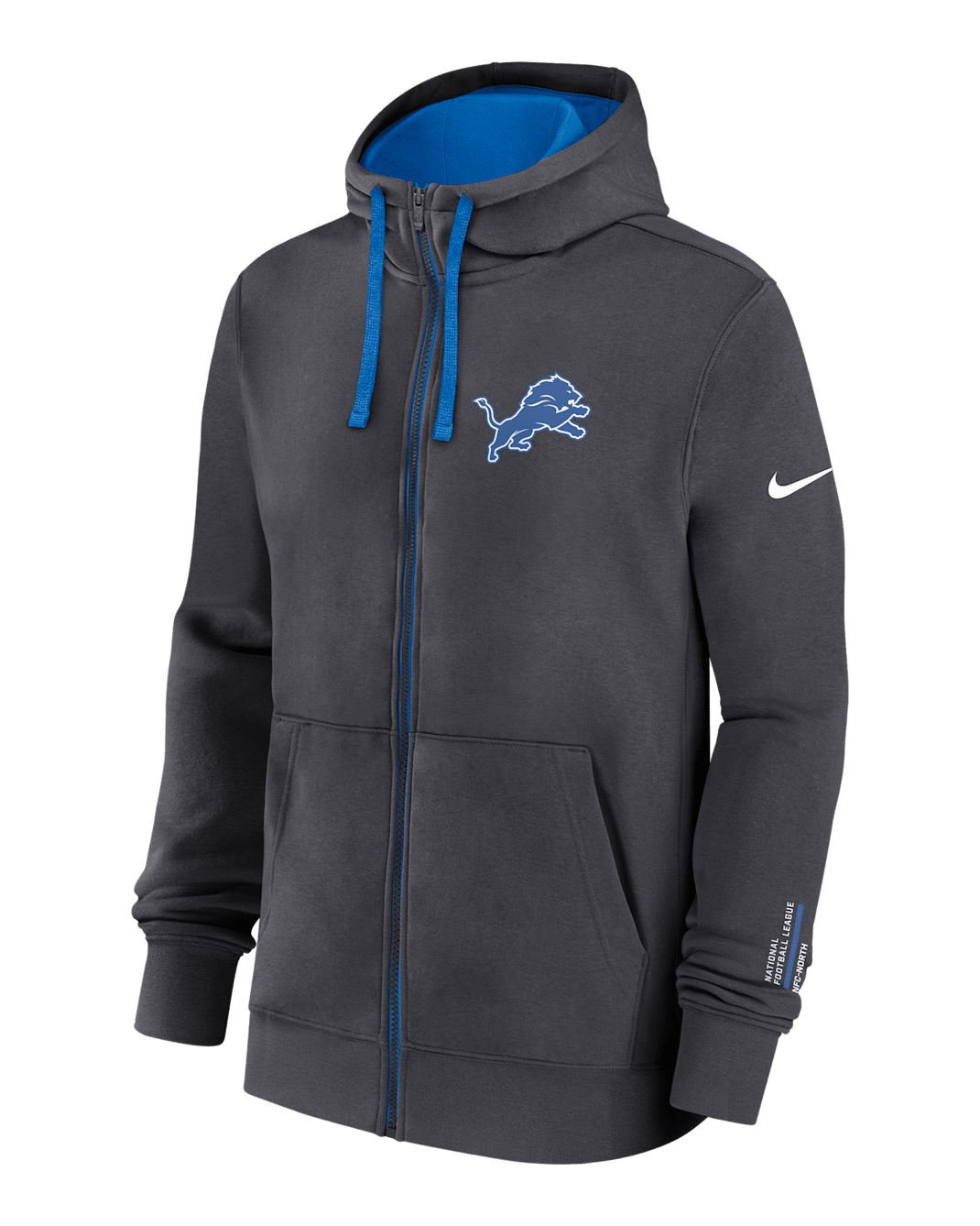 Detroit Lions Playbook Page Club Men's Nike NFL Full-Zip Hoodie - Anthracite