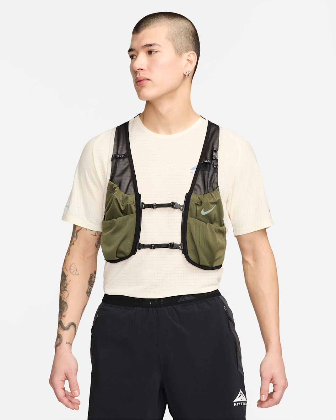 Veste sans manches de running Nike Trail 2.0 pour homme - Noir/Medium Olive/Vapor Green