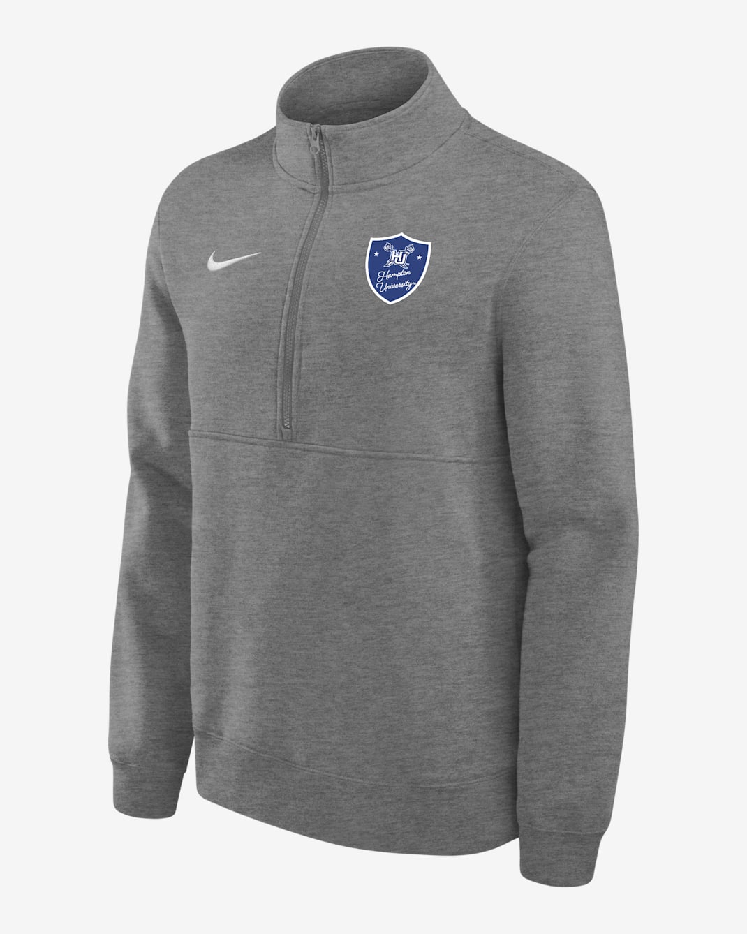 Nike College Club Fleece (Hampton University) Men's 1/4 Zip Top - Dark Grey Heather