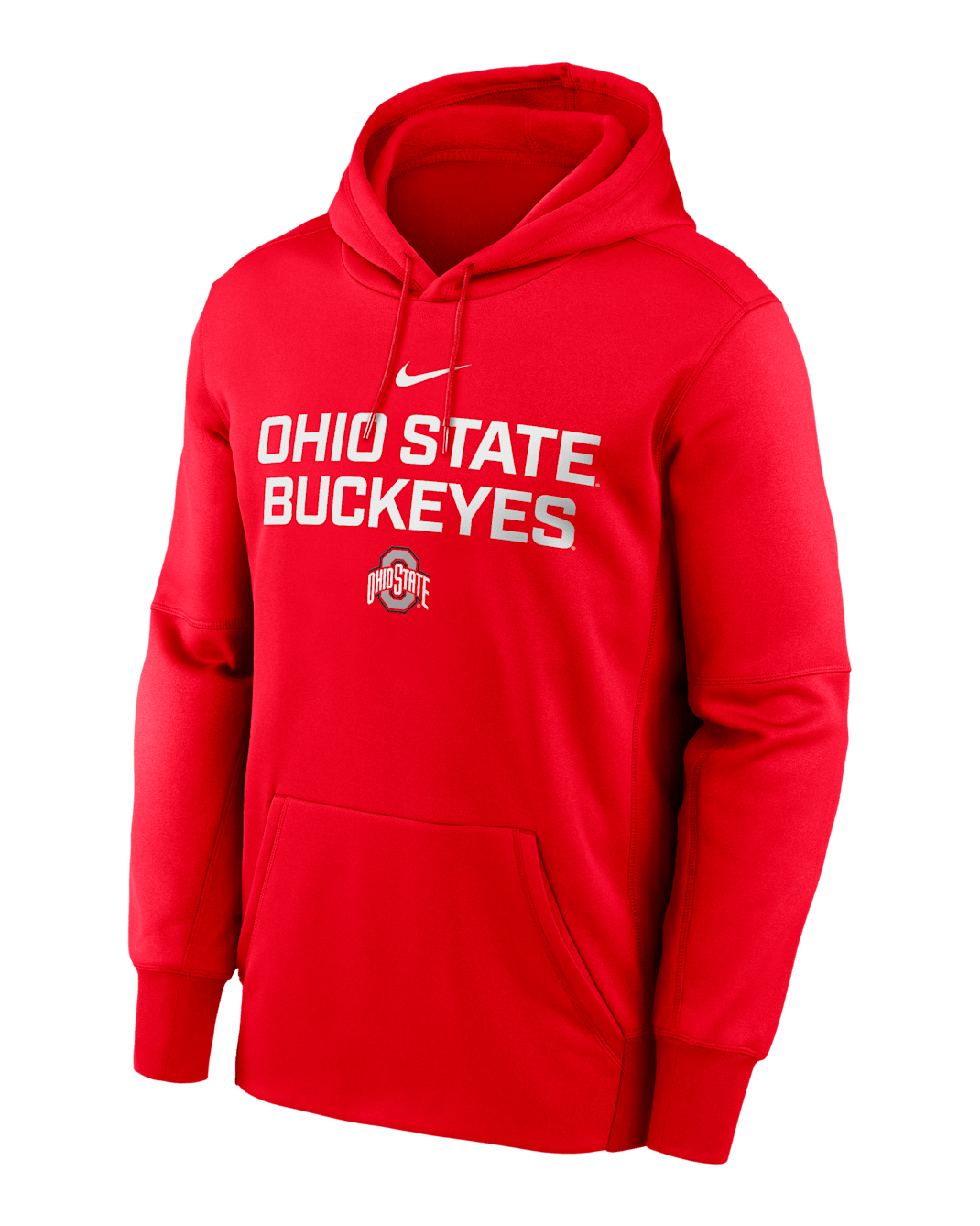 Ohio State Team Stacked Men’s Nike Therma College Pullover Hoodie - Red