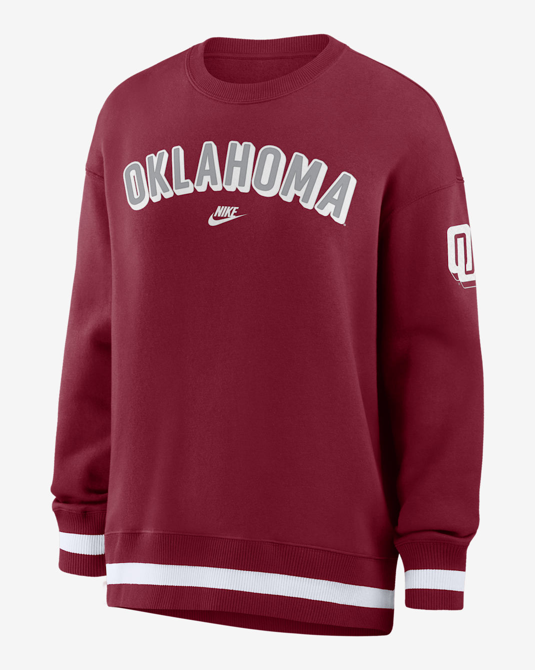 Sudadera de cuello redondo sin cierre oversized universitaria Nike Oklahoma Legacy Phoenix para mujer - Carmesí