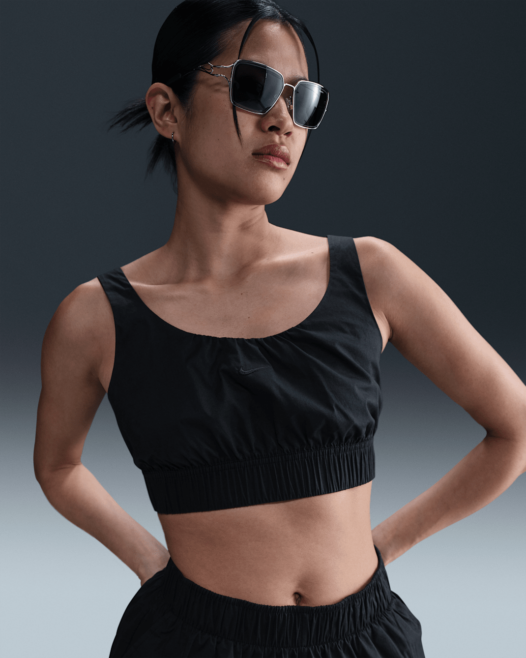 Nike Sportswear Chill Poplin Women's Slim Cropped Tank Top - Black/Black
