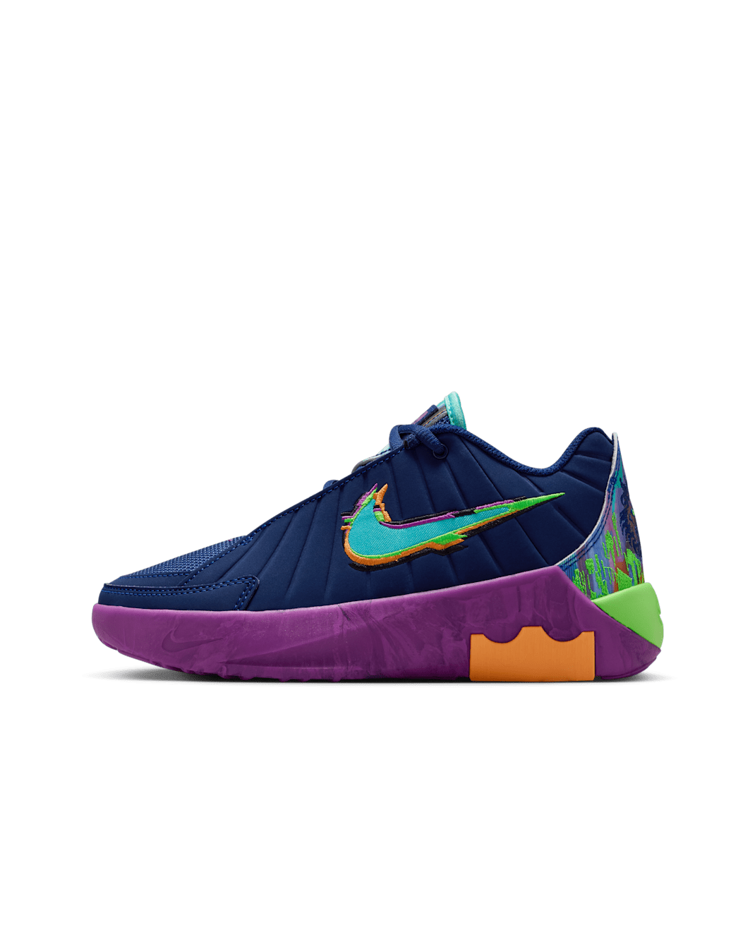 LeBron Witness 9 Big Kids' Basketball Shoes - Blue Void/Vivid Purple/Green Strike/Bleached Turquoise