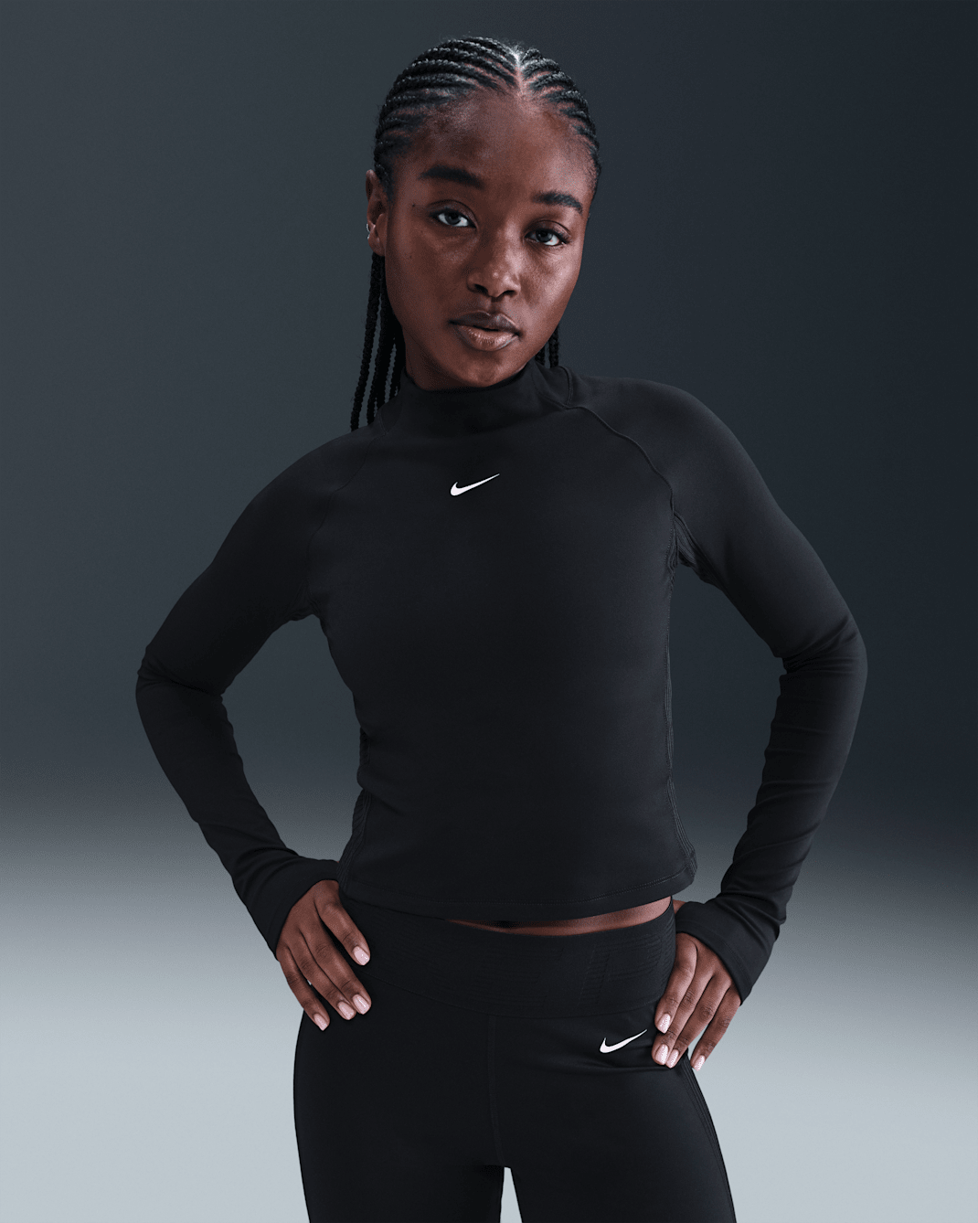 Nike Pro Dri-FIT hosszú ujjú női felső - Fekete/Fehér