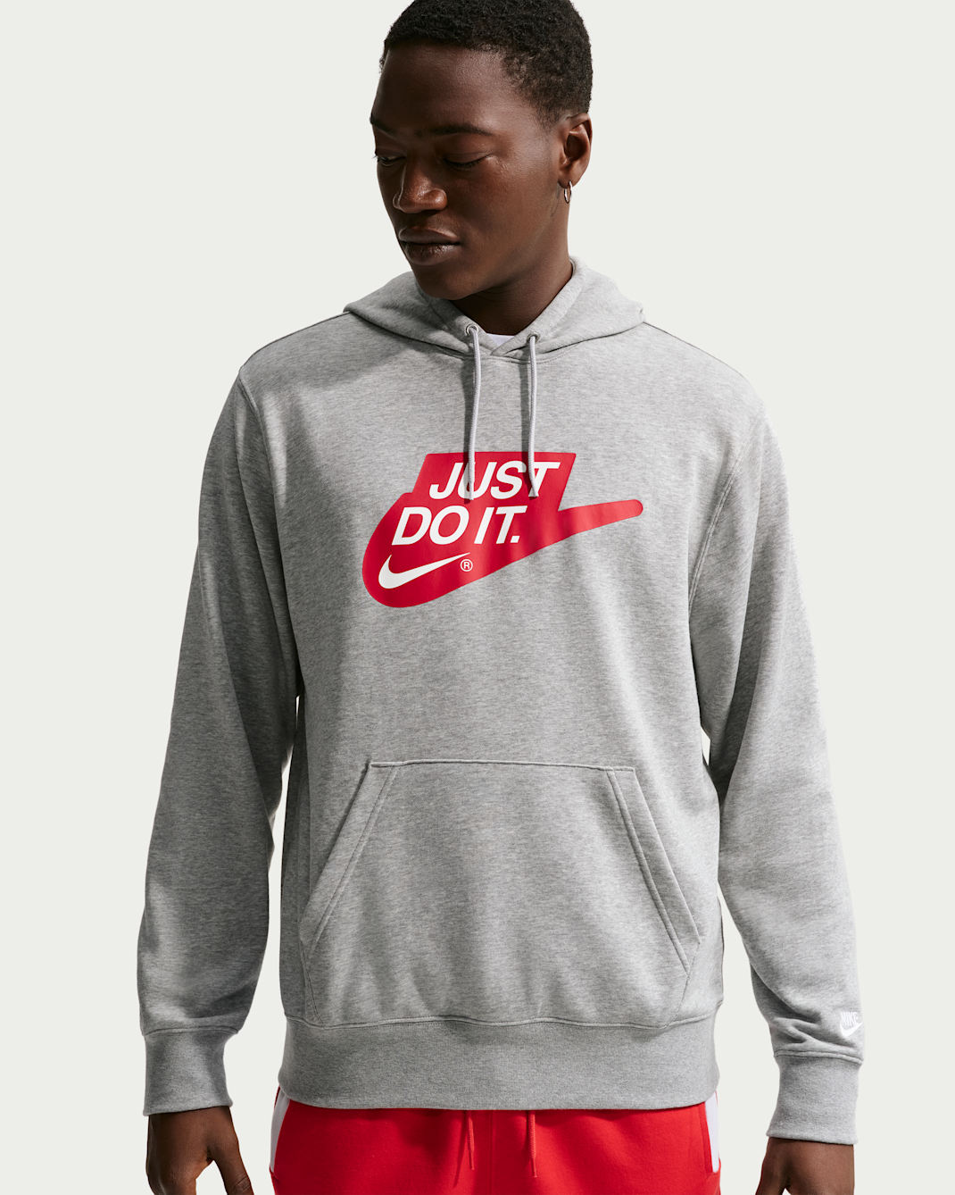 Sudadera con gorro sin cierre de French Terry para hombre Nike Sportswear Club - Gris oscuro jaspeado/Gris humo claro/Blanco