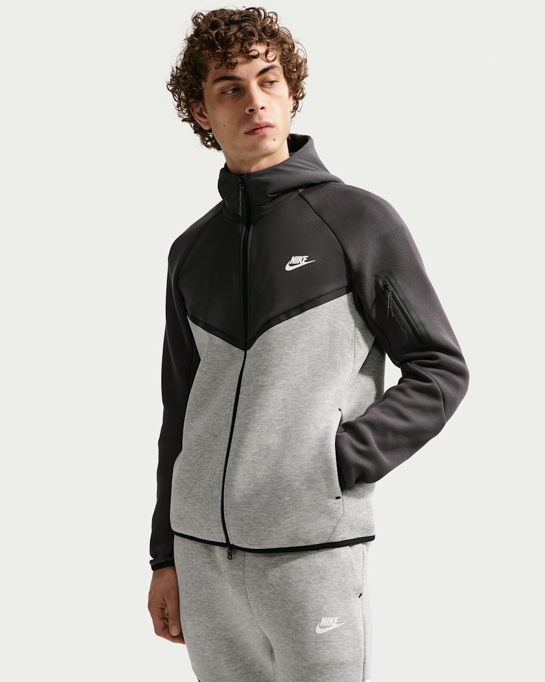 Nike Tech Men's Fleece Windrunner Full-Zip Jacket - Dark Grey Heather/Anthracite/Anthracite/White