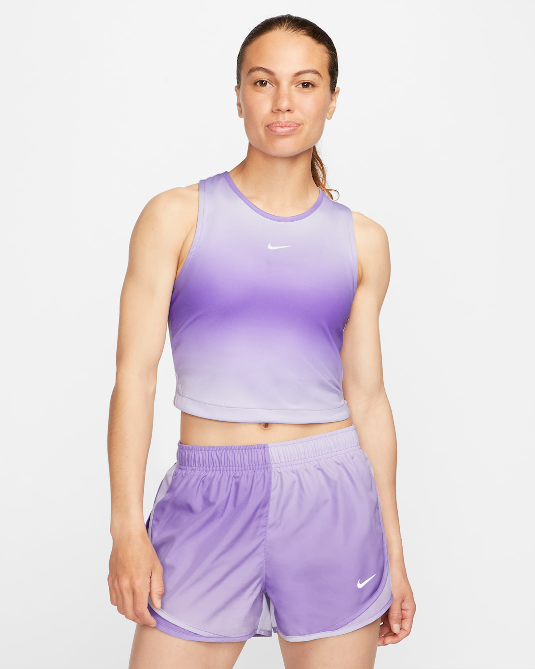 Nike Dri-FIT Swoosh Women's Cropped Running Tank Top - Space Purple